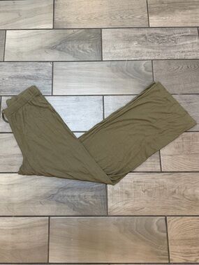 Skims Olive Green Ribbed Wide Leg Lounge Pants Soft Stretch Drawstring Casual